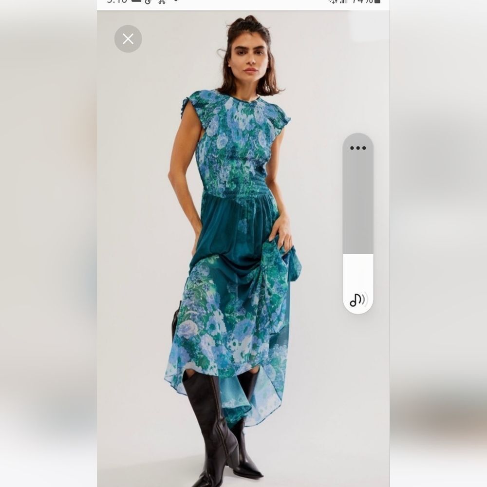 Free People Heaven Sent Maxi Dress In Ocean Combo ~ Size XL ~ MSRP $168.00